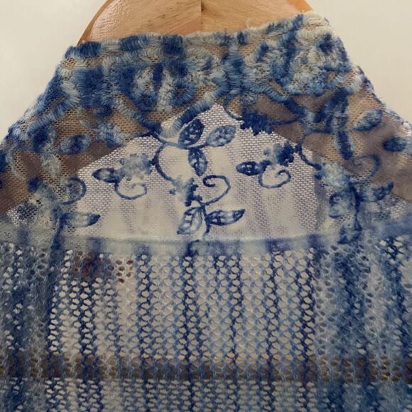 Reba Open Cardigan Ombré Tassels blue and green Large - Picture 11 of 14